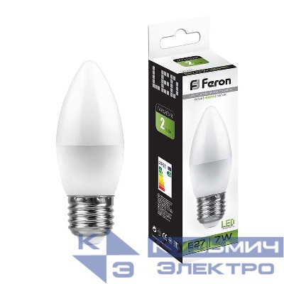 Лампа светодиодная LB-97 7Вт C37 свеча 4000К E27 230В FERON 25759