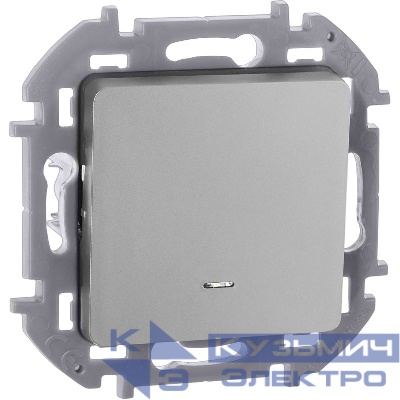 Выключатель 1-кл. Inspiria 10А IP20 250В 10AX с подсветкой/индикацией механизм алюм. IEK 673612