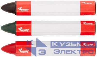 Набор карандашей разметочных 95мм воск. черн.; зел.; красн. (3 предмета) КУРС 04390