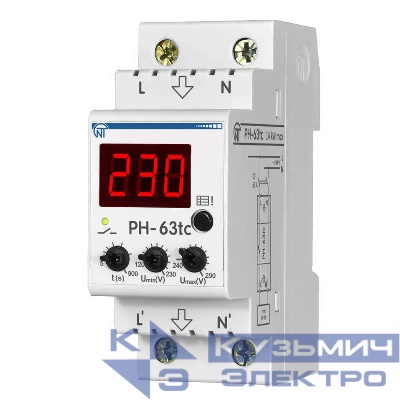 Реле напряжения РН-63tc - 63А – 220В DIN – рейка для защиты техники во всей квартире 2 DIN журнал аварий термозащита НовАтек-Электро 3425600063tc