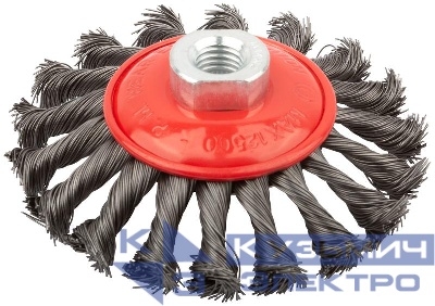Корщетка-колесо с наклоном гайка М14 стальная витая проволока 115мм FIT 39115