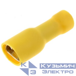 Клемма плоская FDFD 5,5-250, КППИ гнездо 6,3мм, 4-6мм2, полностью изолированная, желтая, 100шт., NETKO Optima