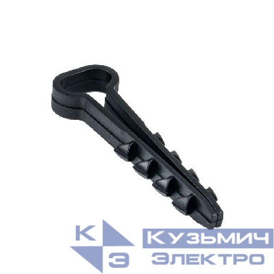 Дюбель-хомут d6х14мм для плоского кабеля черный (уп.10шт) PROxima EKF plc-cd-6x14b-r