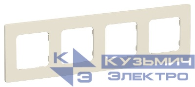 Рамка 4-м СП FLITE РУ-4-К-ФлСл сливочный IEK FI-M42-32-20-K86