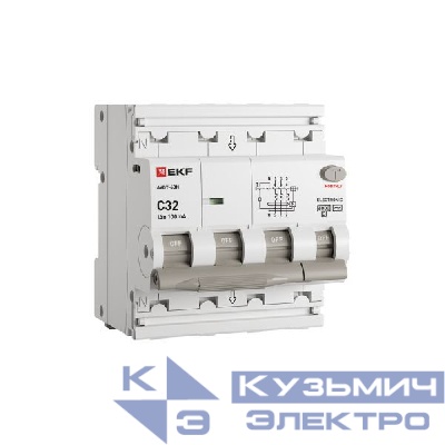 Выключатель автоматический дифференциального тока 4п (3P+N) C 32А 100мА тип AC 6кА АВДТ-63N электронный PROxima EKF D63N46E32C100