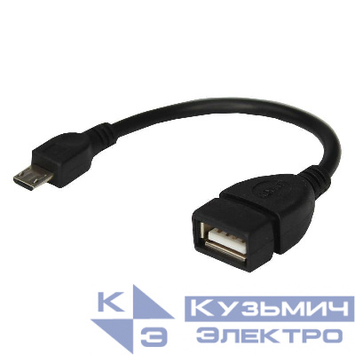 Кабель USB OTG micro USB на USB шнур 0.15м черн. Rexant 18-1182