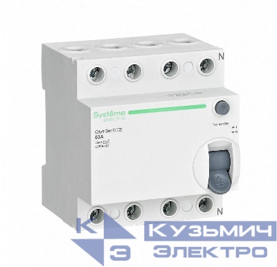Выключатель дифференциального тока (УЗО) 4п 63А 30мА тип AC City9 Set 400В SE C9R36463