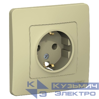 Розетка 1-м СП Blanca 16А IP20 250В с заземл. без защ. шторок беж. SE BLNRS001017