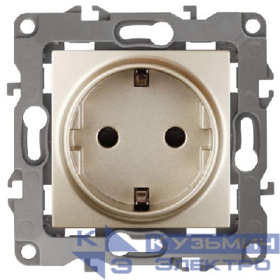 Розетка 1-м СП Эра12 12-2101-04 16А IP20 16AX 250В 2P+E Schuko механизм шампань Эра Б0014678