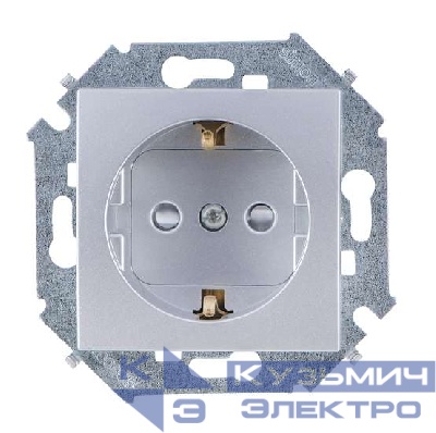 Розетка 1-м СП Simon 15 16А IP20 250В с заземл. винтов. клеммы механизм алюм. Simon 1591432-033