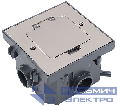 Лючок в бетонный пол с коробкой 2 мод. IP44 матов. никель PRIMER IEK PM-LN43-02-O-44-K50