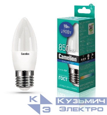 Лампа светодиодная LED10-C35/865/E27 10Вт 220В Camelion 13564