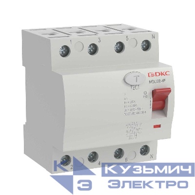 Выключатель дифференциального тока (УЗО) 4п (3P+N) 25А 30мА тип AC MDL100 YON MDL100-4P2-25-AC