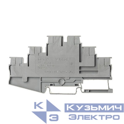 Клемма трехуровневая зажим push-in 6 точек подкл. с перемычкой между ур. 2.5кв.мм сер. DKC VPR-2.5-3L-PV-GY