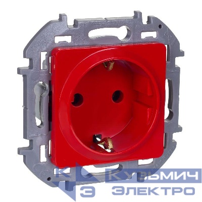 Розетка 1-м СП Inspiria 16А 250В 2P+E защ. шторки красн. IEK 673734