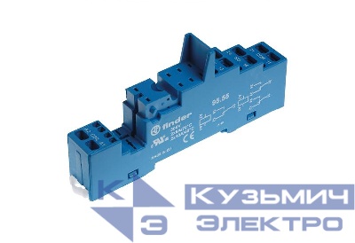 Розетка с безвинт. клеммами (пружинный зажим) для реле 40.51 40.52 40.61 40.62 модули 99.02 86.03 в комплекте пластик. клипса 095.91.3 син. FINDER 9555SPA