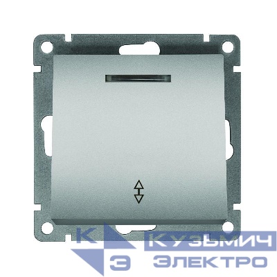 Переключатель проходной 1-кл. СП Афина 10А IP20 с подсветкой механизм серебр. Universal A0125-S