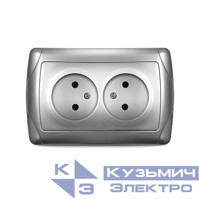 Розетка 2-м СП Маргарита 16А IP20 без заземл. серебр. UNIVersal М0102-S