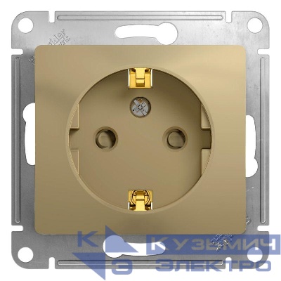 Розетка 1-м СП Glossa 16А IP20 с заземл. защ. шторки механизм титан SE GSL000445