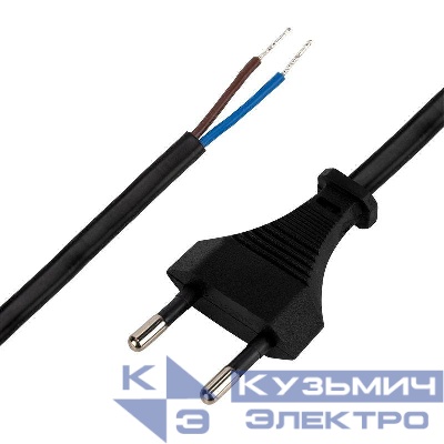 Шнур сетевой 1.8м ШВВП 2х0.75 черн. Rexant 11-1142