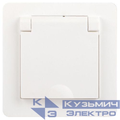Розетка 1-м СП Style 7-209-01 16А IP44 250В 2P+E Schuko защ. шторки с крышкой бел. Intro Б0060645