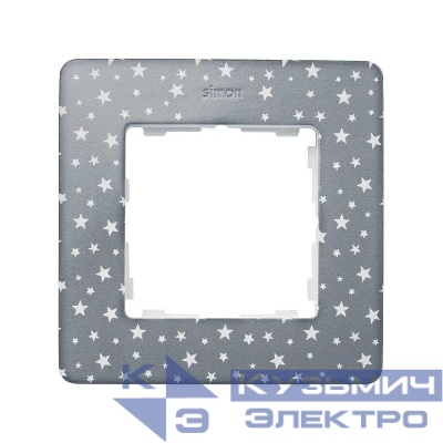 Рамка 1-м Simon82 Detail холодный серый звезды Simon 8200610-223