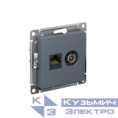 Розетка компьютерная + телевизионная 2-м СП AtlasDesign RJ45 кат.5E + TV механизм грифель SE ATN000789