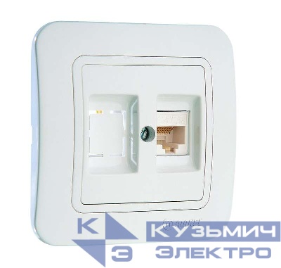 Розетка компьютерная 2-м СП Lillium 16А IP20 кат.5E + гнездо бел./бел. Makel 70035