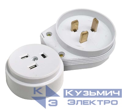 Разъем РШ-ВШ 32А 250В пластиковый ОП бел. 9123 IN HOME 4690612010205