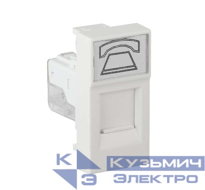 Розетка телефонная 1-м RJ11 1А IP20 45х22.5 модульная бел. Ruvinil АДЛ 13-903