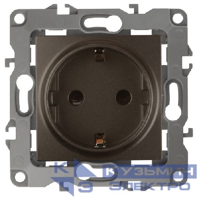 Розетка 1-м СП Эра12 12-2102-13 16А IP20 16AX 250В 2P+E Schuko защ. шторки механизм бронз. Эра Б0019324
