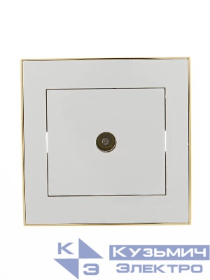 Розетка телевизионная оконечная TV СП Rain с зол. боковой вставкой бел. LEZARD 703-0226-130