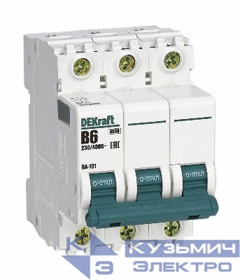 Выключатель автоматический модульный 3п B 6А 4.5кА ВА-101 DEKraft 11028DEK