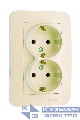 Розетка 2-м СП Lillium N 10А с заземл. крем. Makel 55282
