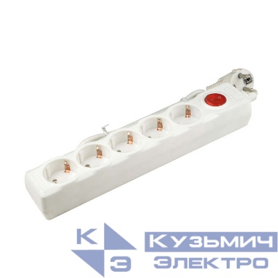Удлинитель с сетевым фильтром 5х1.5м с заземл. 10А Universal SGSU5-1.5 WHITE ПВС 3х0.75 защита от перенапряж. короткого замыкания Uniel UL-00001741