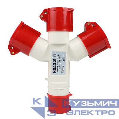 Адаптер силовой трехлучевой 1013 14 16А 6h 380AC 3P+PE IP44 КЭАЗ 235598
