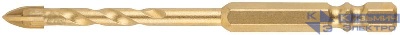 Сверло универсальное 5х90мм 4 режущие кромки шестигранный U-хвостовик под биту покрытие титан. FIT 35164