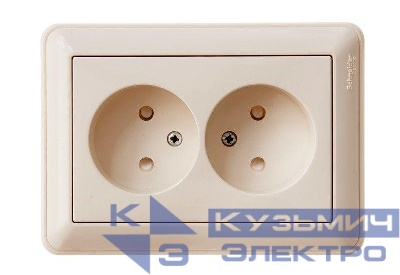 Розетка 2-м СП W59 16А IP20 без заземл. защ. шторки сл. кость SE RS16-254-28