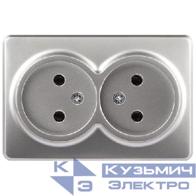 Розетка 1-м ОП Эксперт 11-2202-03 16А IP20 250В 2х2P алюм. Эра Б0063016