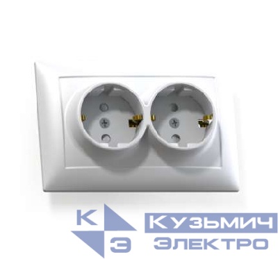 Розетка 2-м СП Селена РС16-401 16А IP20 с заземл. защ. шторки бел. Кунцево 8122