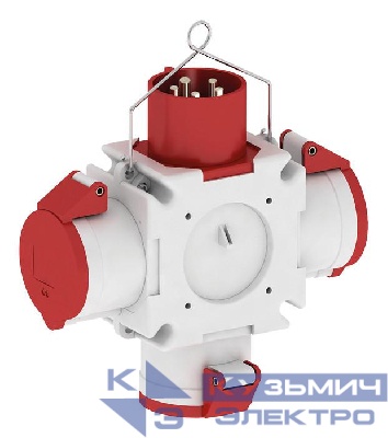 Тройник вход 32А; выход 3хCEE-розетки 32А 5п 6ч 400В IP44 Bals 54567