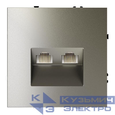 Розетка компьютерная 2-м СП S70 RJ45 + RJ45 кат.6 механизм шелк Voltum VLS060204