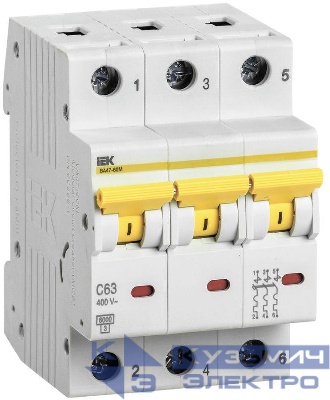 Выключатель автоматический модульный 3п C 63А 6кА ВА47-60M KARAT IEK MVA31-3-063-C