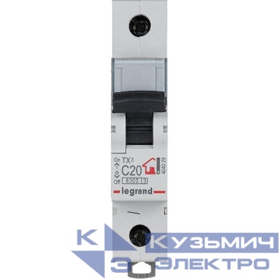 Выключатель автоматический модульный 1п C 20А 6кА TX3 6000 1мод. 230/400В Leg 404029