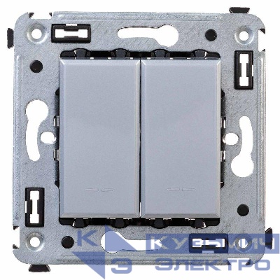 Переключатель 2-кл. 2мод. СП Avanti "Закаленная сталь" 16А сер. DKC 4404114