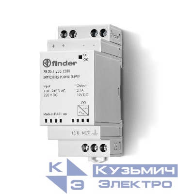 Источник питания импульсный вход 110...240В AC / выход 12В DC 25Вт модульный 35мм IP20 FINDER 782512301200