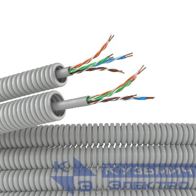 Электротруба ПВХ гибкая гофрированная d16мм с кабелем витая пара 5EU/UTP нг(А)-HF (уп.25м) сер. DKC 9EU91625