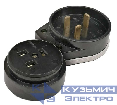 Разъем РШ-ВШ 32А 250В карболитовый ОП черн. 9114 IN HOME 4690612010199