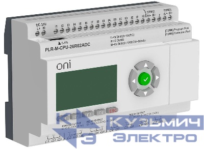 Контроллер программируемый логический (микро ПЛК) PLR-M. CPU DI16/DO08(R)/AO02 24В DC ONI PLR-M-CPU-26R02ADC