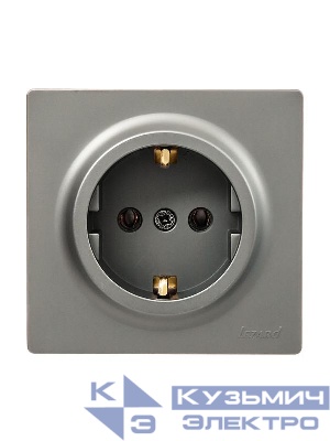 Розетка 1-м ОП LETO с заземл. ПБТ платина LEZARD 752-3500-122B